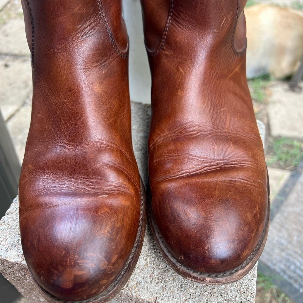 Frye Women Tall Riding Boots Brown Leather Size 8.5 - Picture 7 of 11